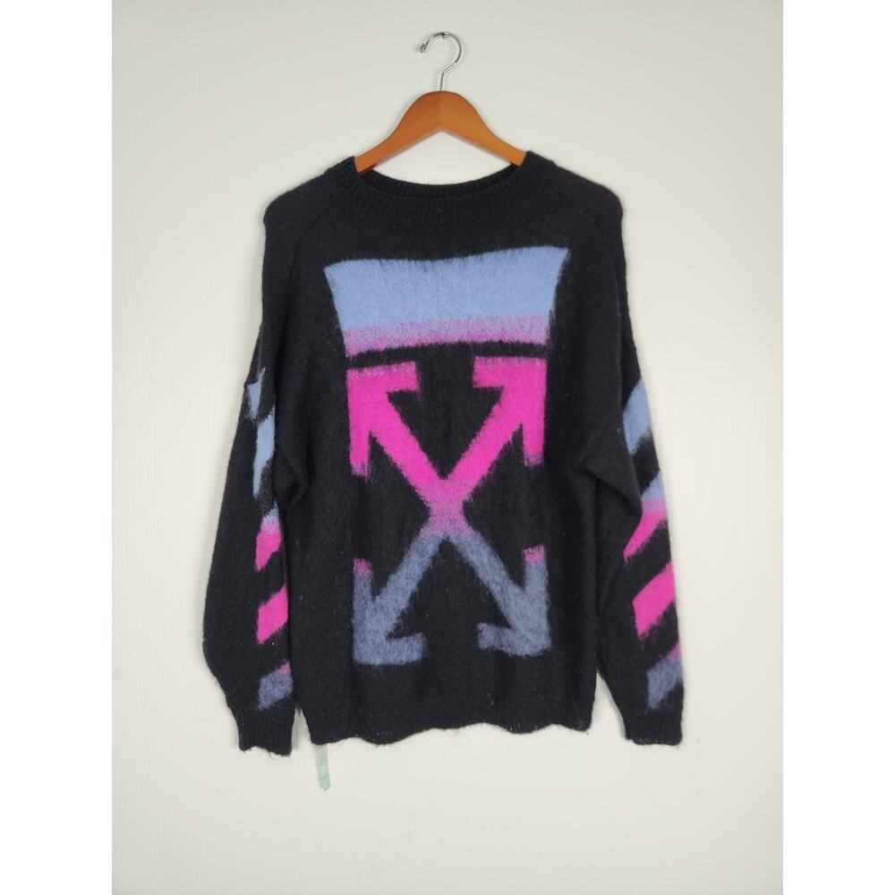 Off White Brushed Knit Wear Black Mohair Sweater Size XS